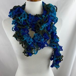 - Blue green ruffle scarf